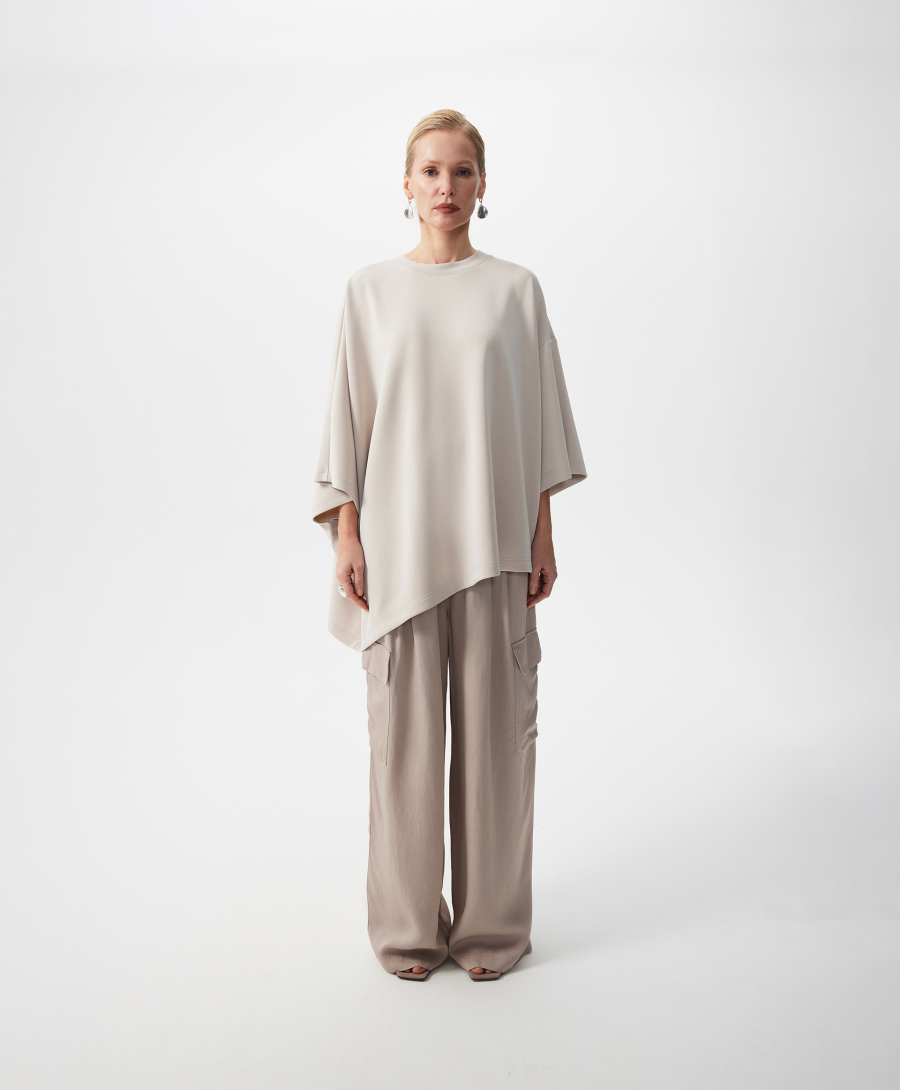 Футболка с асимметричными рукавами GLVR, цвет: серый, 126G22GAC1221 купить онлайн