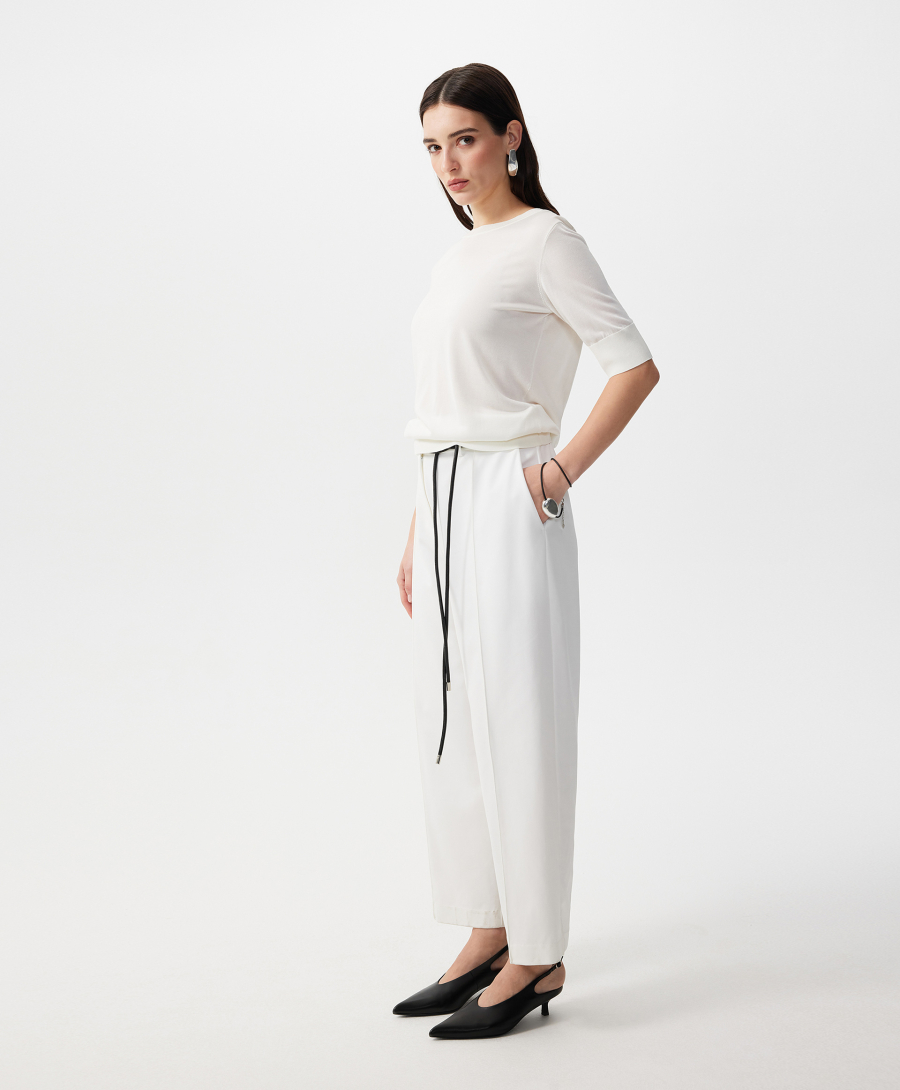 Брюки трикотажные средней посадки GLVR, цвет: белый, 126G21GAC5607 купить онлайн