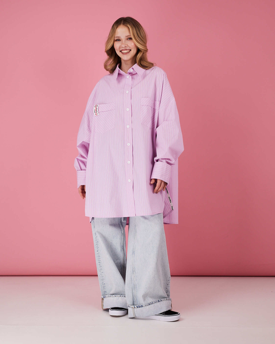 Рубашка макси оверсайз #20 TABOO, цвет: розовый, Rub20 купить онлайн