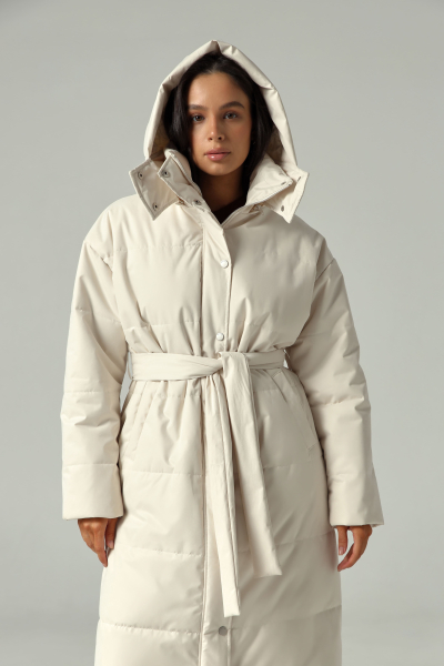 Пуховик удлиненный из мембраны с велюровым эффектом Ricoco, цвет: молочный, 5034/2 купить онлайн Пуховик удлиненный из мембраны с велюровым эффектом Ricoco, цвет: молочный, 5034/2 купить онлайн