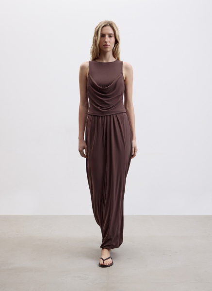 Топ трикотажный с драпировкой ALL WE NEED, цвет: коричневый, 2604W2124-19 купить онлайн