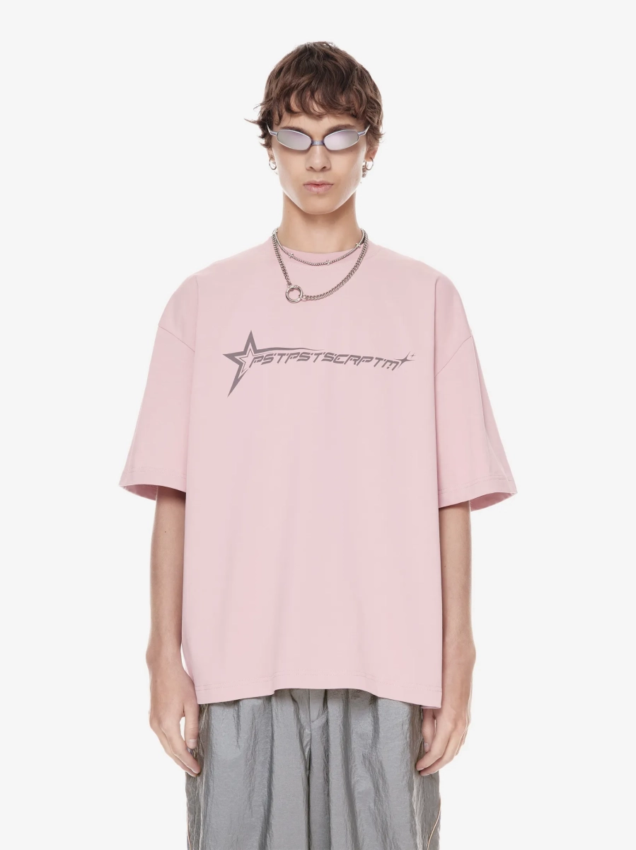 Футболка оверсайз с принтом POST POST SCRIPTUM, цвет: розовый, 1131.002.00.03.420 купить онлайн