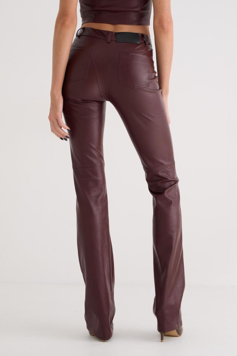 Брюки из кожи CULTBASE, цвет: Бордовый,  купить онлайн