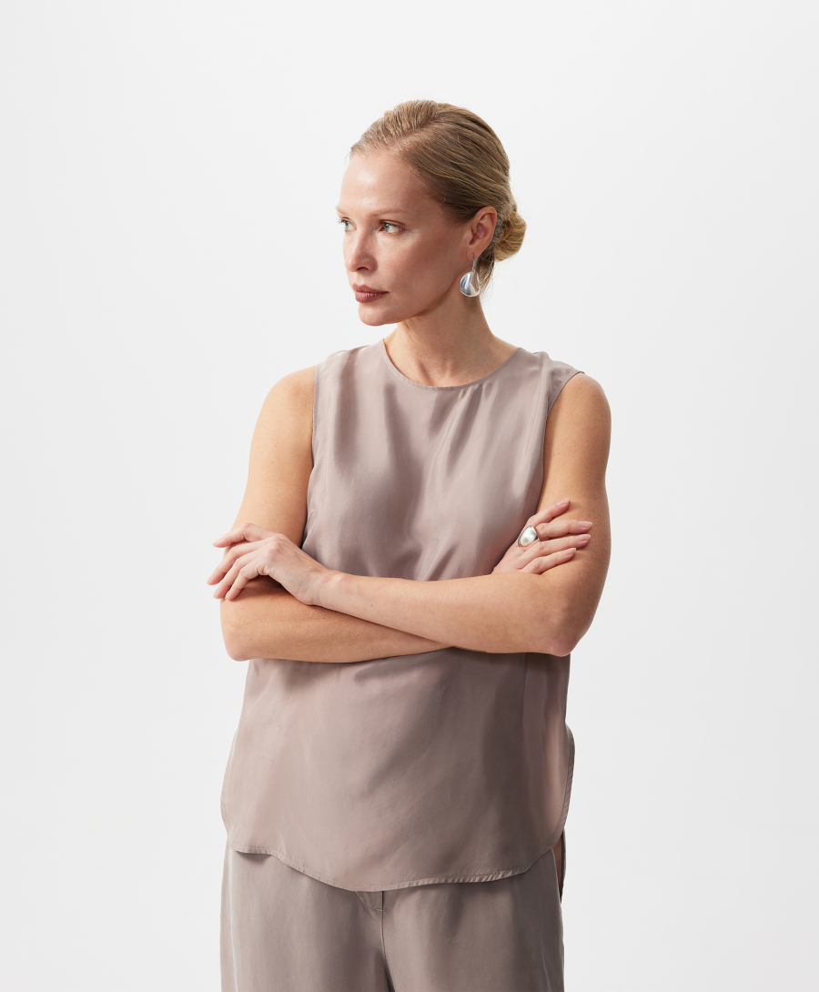 Топ прямой с заниженной линией спинки GLVR, цвет: серый, 126G22GAC2403 купить онлайн