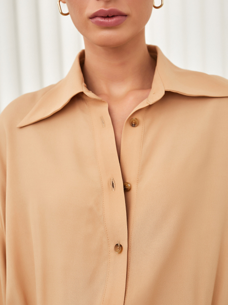 Платье-рубашка со спущенным рукавом I.B.W., цвет: бежевый, DR051 с оплатой бонусами купить онлайн