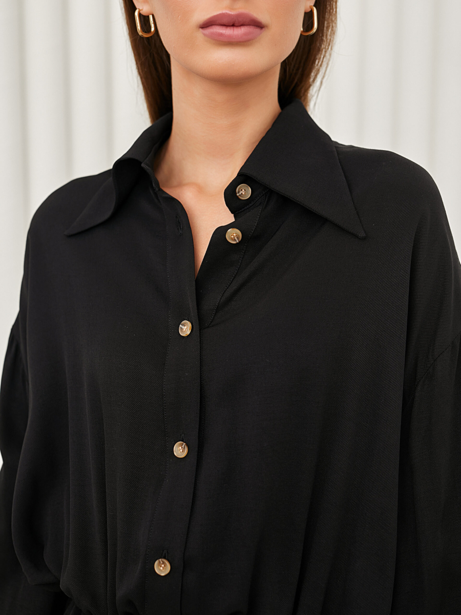 Платье-рубашка со спущенным рукавом I.B.W., цвет: Черный, DR051 с оплатой бонусами купить онлайн