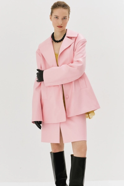 Жакет удлиненный из экокожи Ricoco, цвет: розовый, 7056/1 купить онлайн