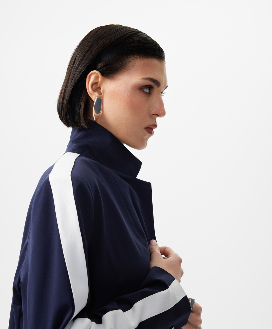 Пиджак с вязаными лампасами на рукавах GLVR, цвет: Черный, 126G23GAC1904 купить онлайн