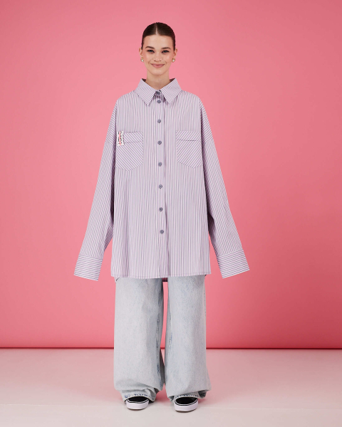 Рубашка макси оверсайз #33 TABOO, цвет: серый, Rub33 купить онлайн