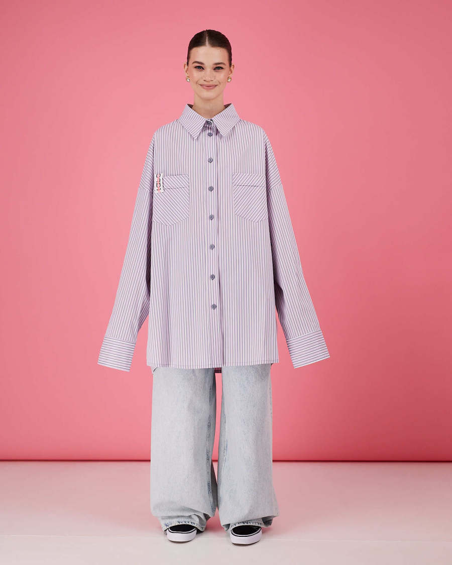 Рубашка макси оверсайз #33 TABOO, цвет: серый, Rub33 купить онлайн