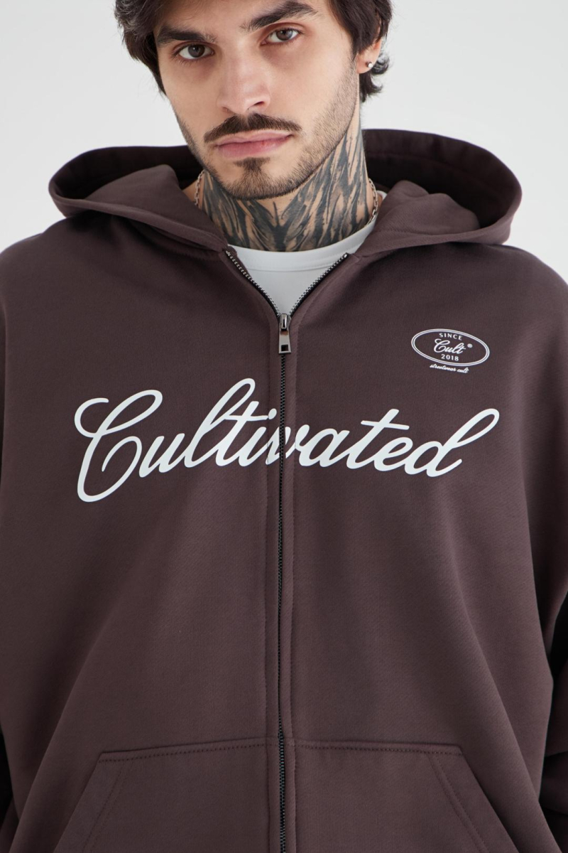Худи на молнии «Город» CULTBASE, цвет: коричневый,  купить онлайн