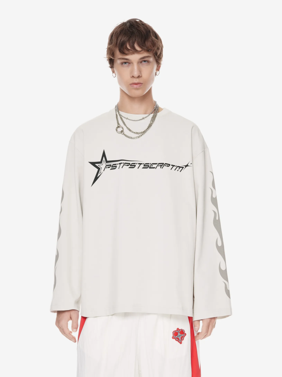 Лонгслив с потертым принтом