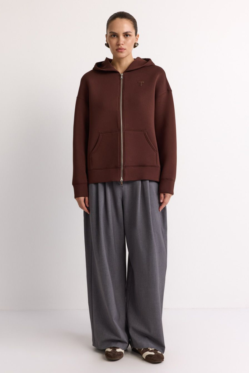 Худи из неопрена на молнии TOPTOP, цвет: коричневый, TT.054.15833.700 купить онлайн