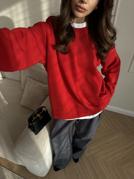 Джемпер из шерсти мериноса VLVT, цвет: красный, 00-00005291 купить онлайн