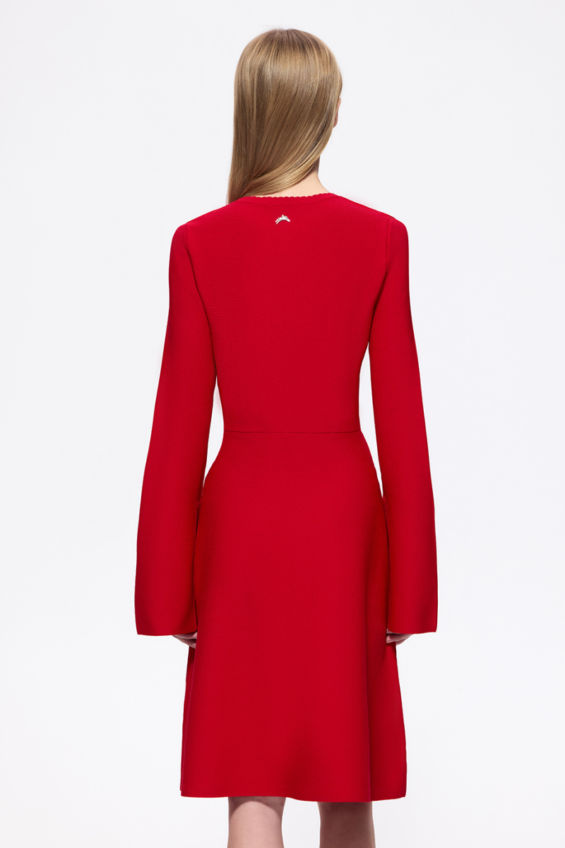 Платье вязаное с рукавом-клеш DREAMS BY ALENA AKHMADULLINA, цвет: красный, 225104070304139/105000 купить онлайн