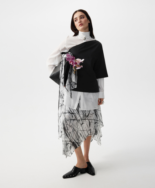 Юбка с неровной линией низа GLVR, цвет: белый, 126G21GAC6110 купить онлайн