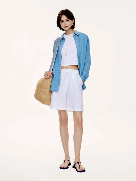 Женская рубашка из легкого денима MUTED, цвет: голубой, 904825.WSHR0024_Light-blue купить онлайн