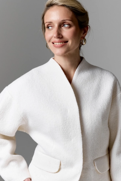 Жакет О-образный из фактурной шерсти Ricoco, цвет: белый, 6084/1 купить онлайн