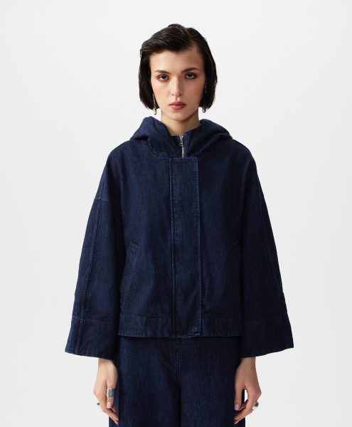 Ветровка оверсайз с капюшоном GLVR, цвет: Черный, 126G23GAC4002 купить онлайн