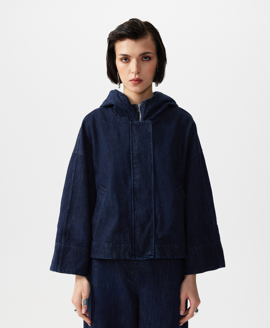 Ветровка оверсайз с капюшоном GLVR, цвет: Черный, 126G23GAC4002 купить онлайн