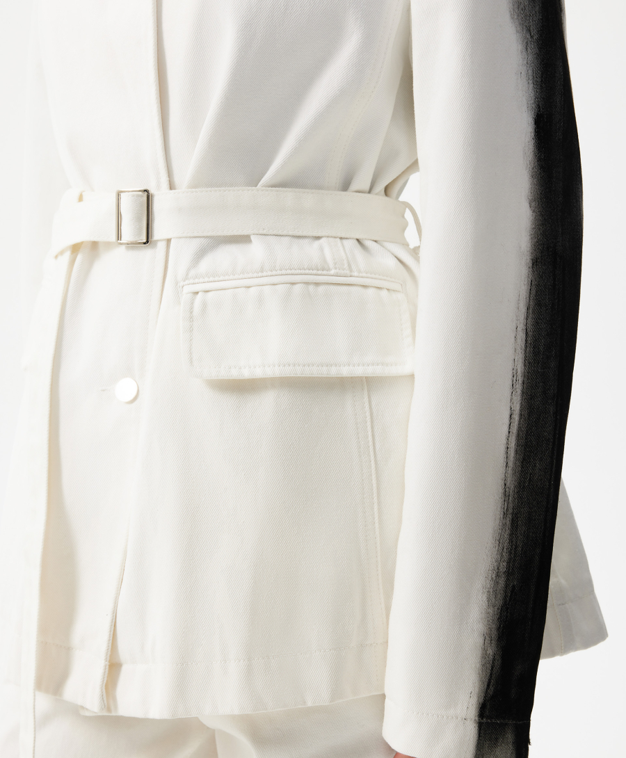 Пиджак джинсовый с принтом на рукавах GLVR, цвет: белый, 126G21GAC4809 купить онлайн