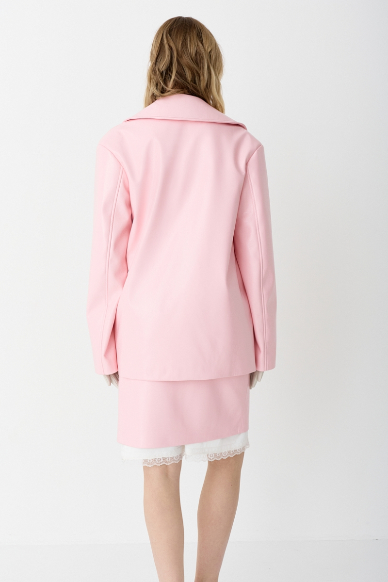 Жакет удлиненный из экокожи Ricoco, цвет: розовый, 7056/1 купить онлайн