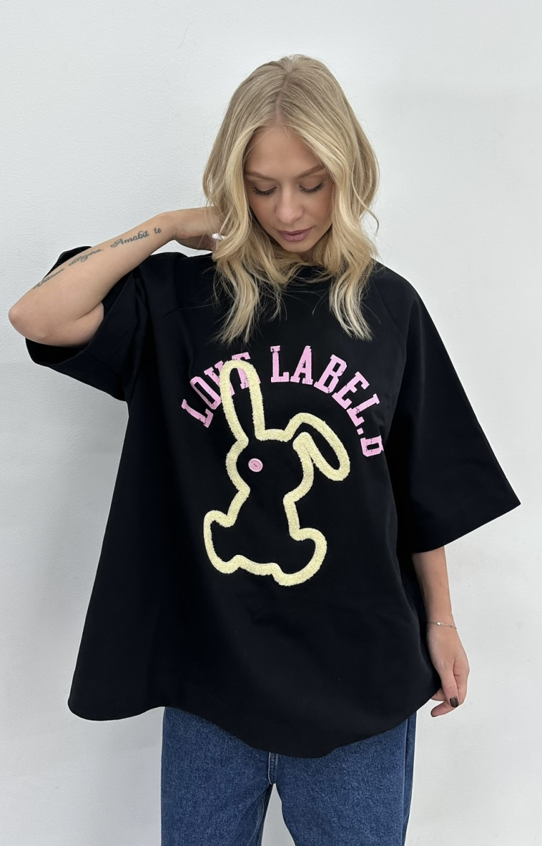 Футболка с рукавом реглан (черная) Label .B, цвет: Черный Tp.04.3.5536.1402BLC | новая женская коллекция купить онлайн