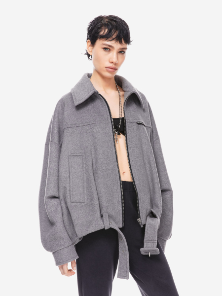 Шерстяной бомбер - пальто POST POST SCRIPTUM, цвет: серый, P_0900.00.00.GRY купить онлайн
