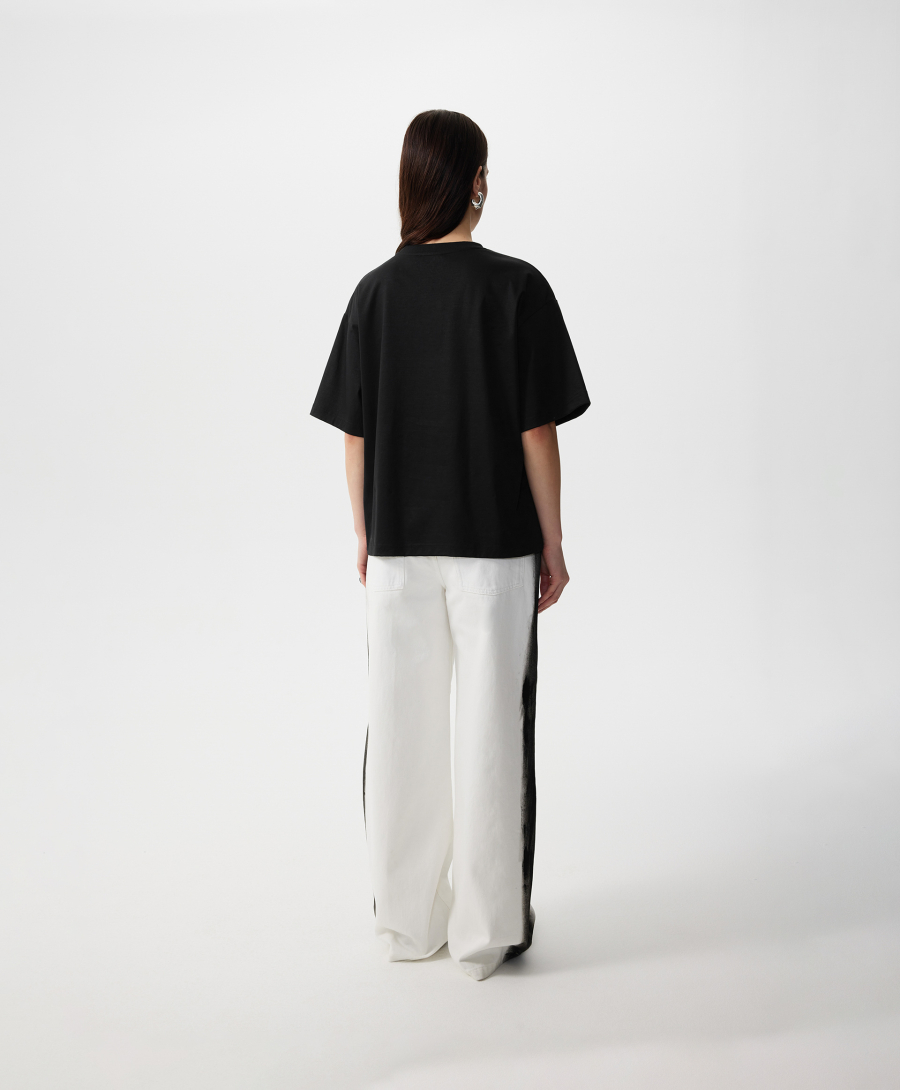 Футболка с отделкой из кружева GLVR, цвет: Черный, 126G21GAC1218 купить онлайн