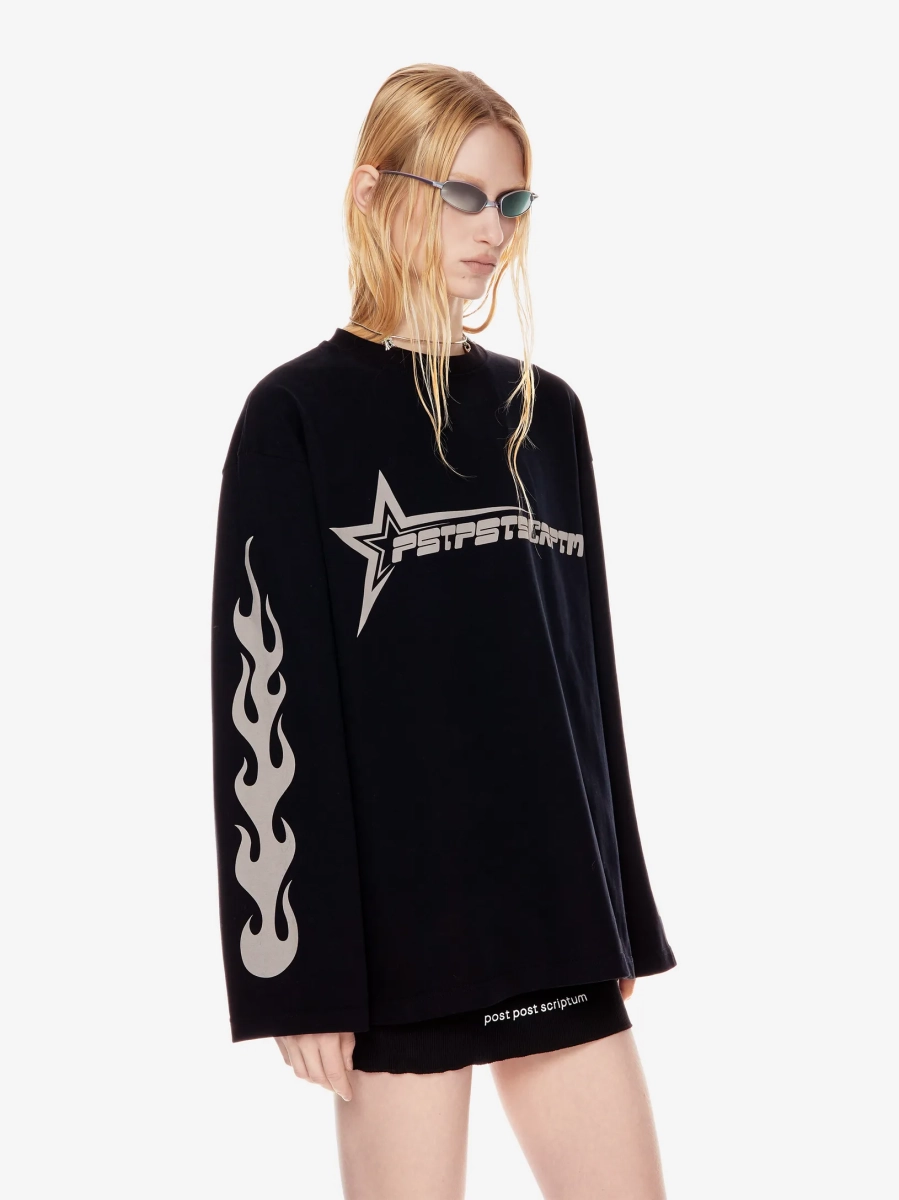 Лонгслив с потертым принтом p.p.s., цвет: Черный, 1124.000.00.01.001 купить онлайн