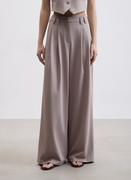 Брюки со складками ALL WE NEED, цвет: Серо-бежевый, 2604W1688-12 купить онлайн