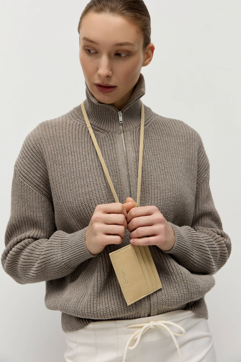 Картхолдер со съемным ремешком из кожи AROUND, цвет: бежевый 3_2L07 купить онлайн