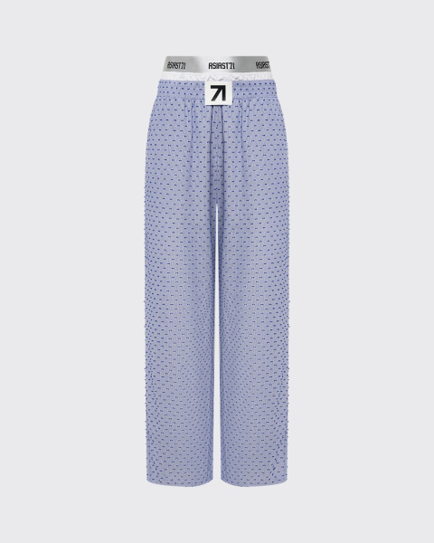 Брюки свободного кроя с двойным поясом ASIA ST 71, цвет: синий, Ast71.pants-relax-blue купить онлайн