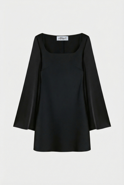 Платье с квадратным вырезом из сатина