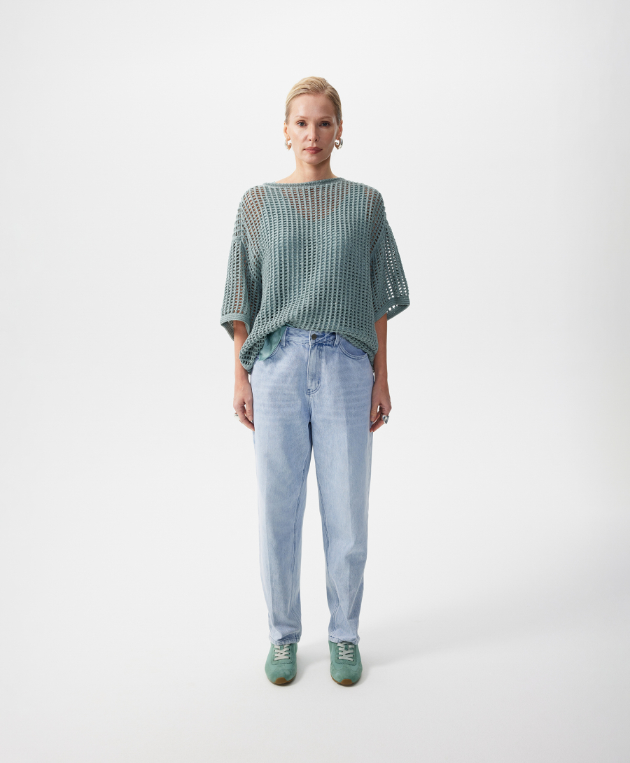 Джинсы-багги средней посадки GLVR, цвет: голубой, 126G26GAC6330 купить онлайн