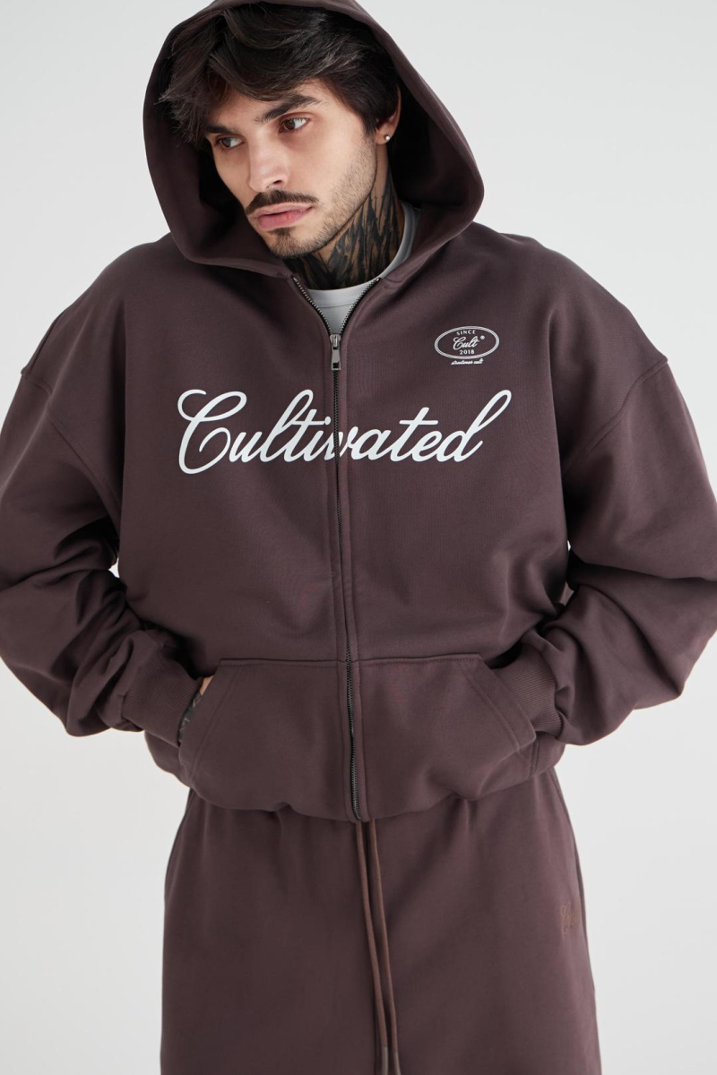 Худи на молнии «Город» CULTBASE, цвет: коричневый,  купить онлайн