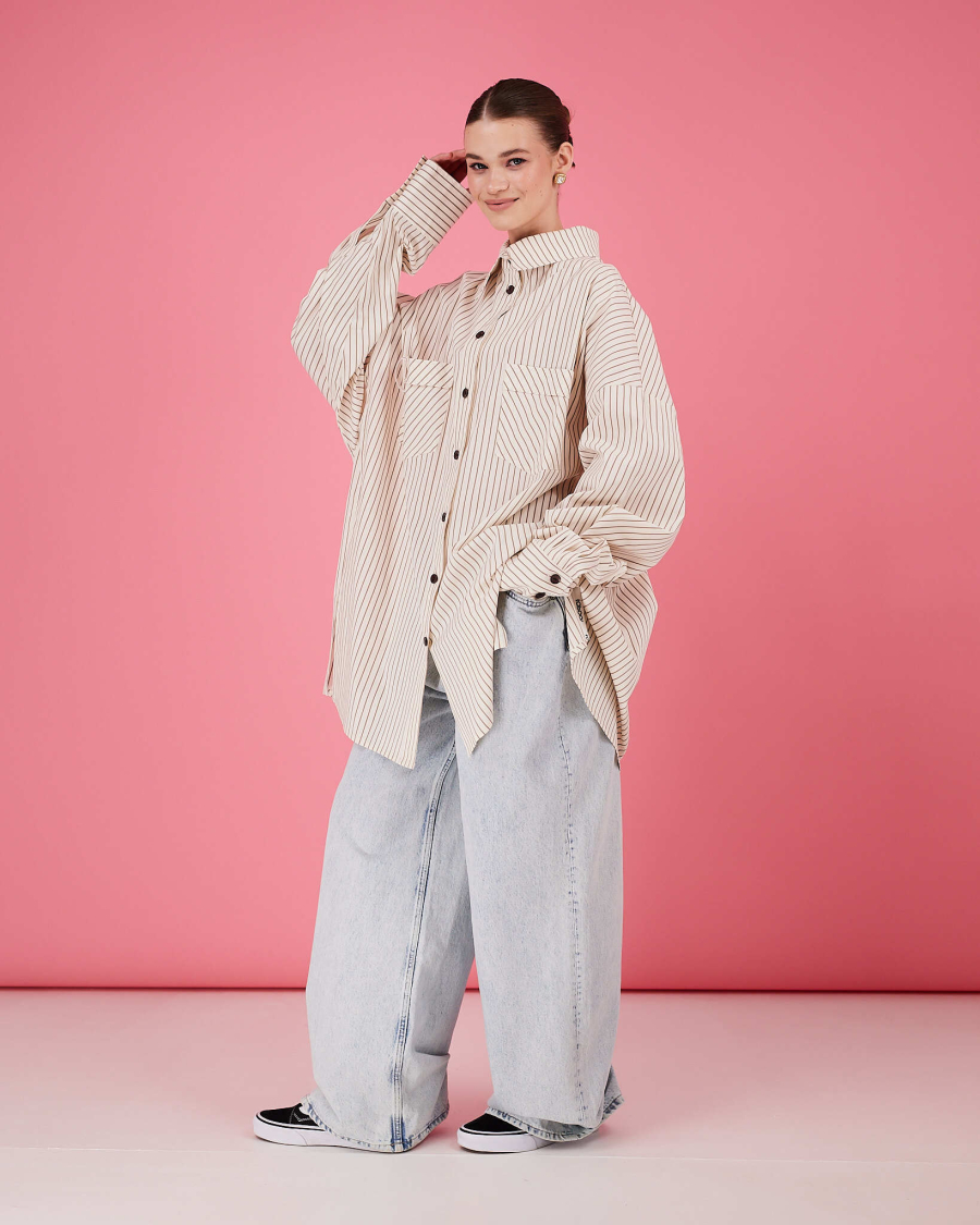 Рубашка макси оверсайз #34 TABOO, цвет: молочный, Rub34 купить онлайн