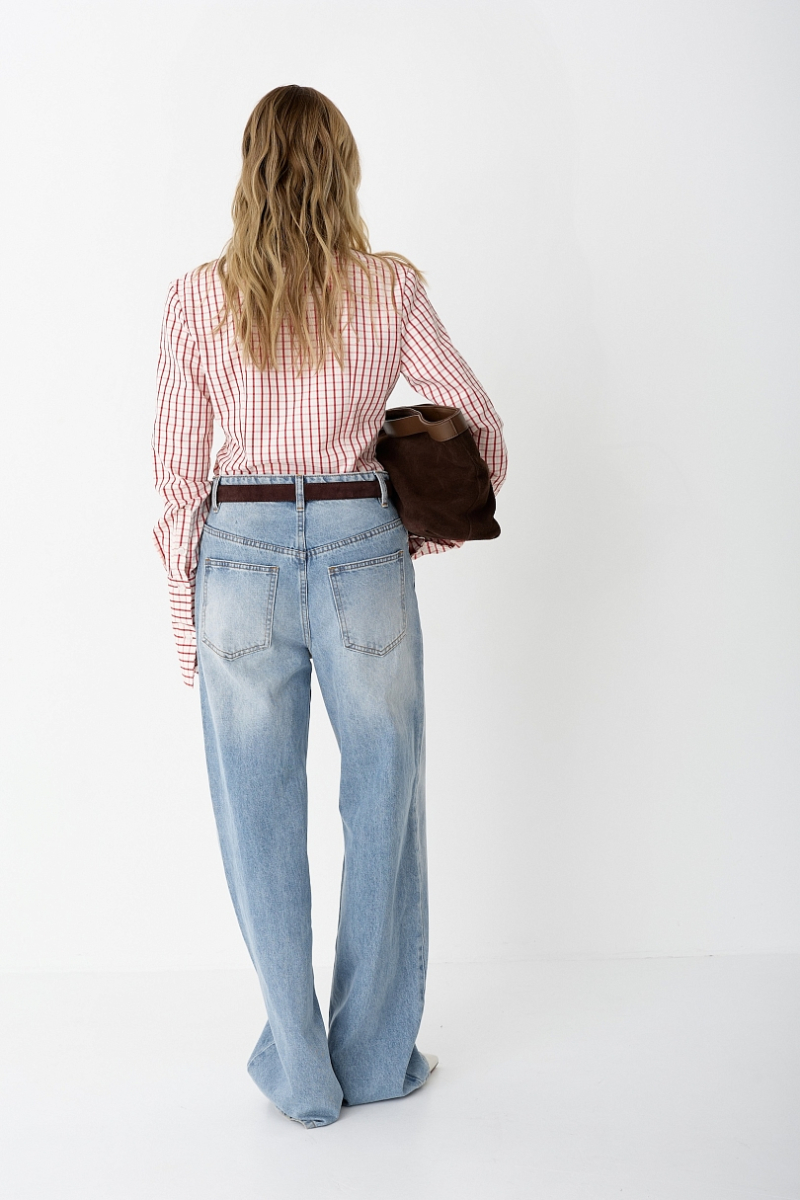 Рубашка приталенного кроя с акцентными манжетами Ricoco, цвет: красный, 7055/1 купить онлайн