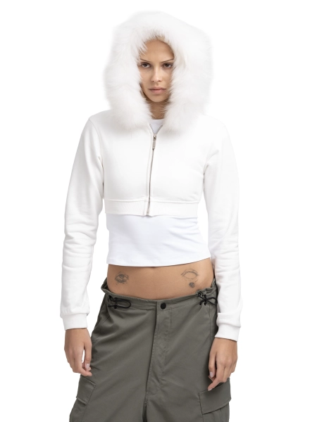 Мини-худи на молнии с мехом ABC, цвет: бежевый, 00-174 купить онлайн