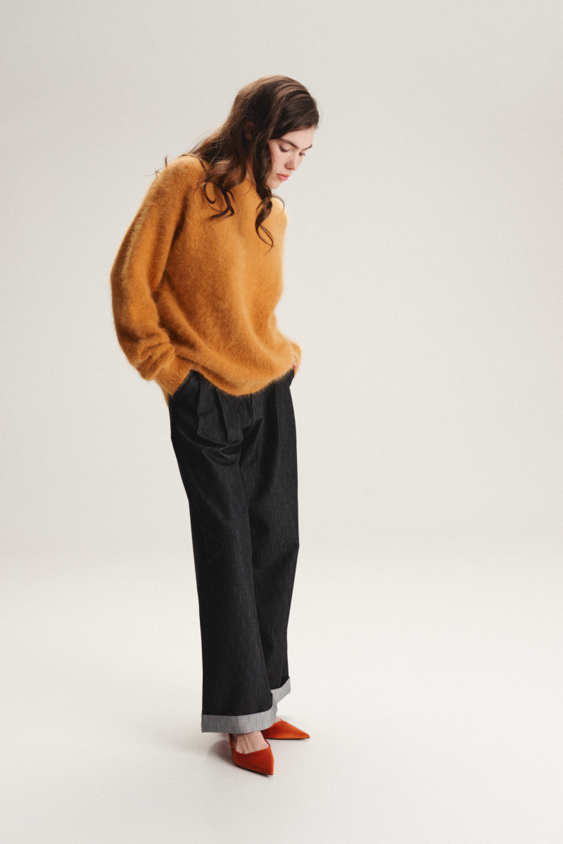 Брюки структурированные широкие SAGAS, цвет: серый, 250704 купить онлайн