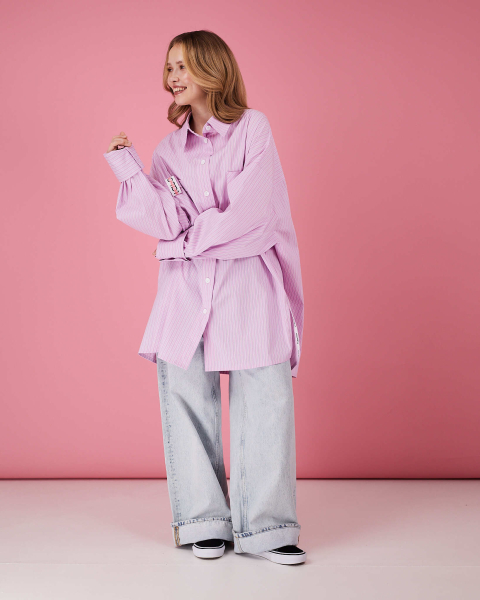 Рубашка макси овер #20 TABOO, цвет: розовый, Rub20 купить онлайн