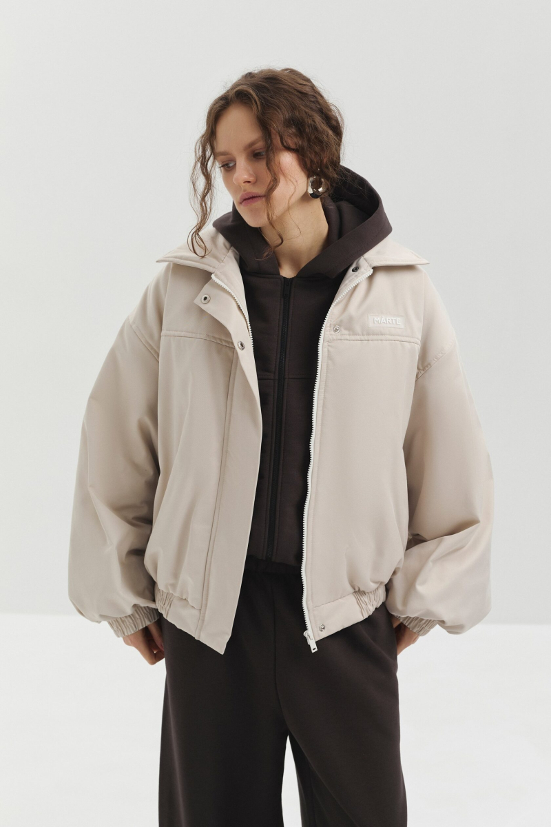 Бомбер укороченный marte, цвет: бежевый,  купить онлайн