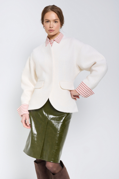 Жакет О-образный из фактурной шерсти