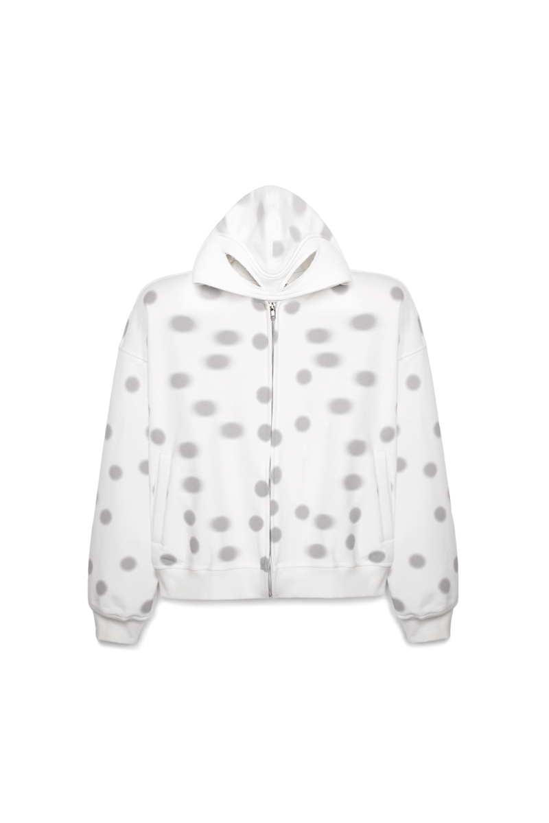 Худи с маской в пудровый горох YOUR ANTIHERO, цвет: белый,  купить онлайн