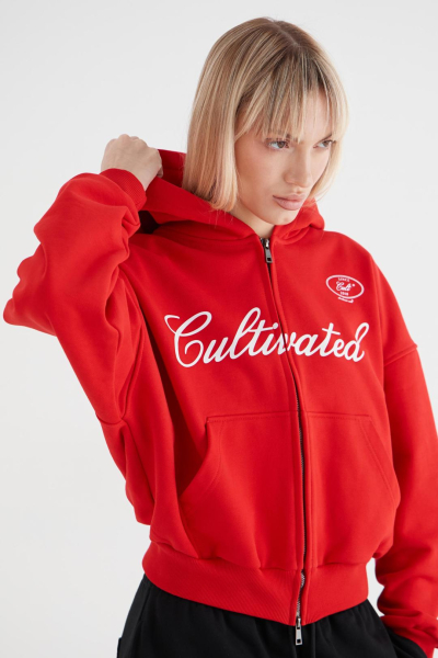 Худи на молнии «Город» CULTBASE, цвет: красный,  купить онлайн