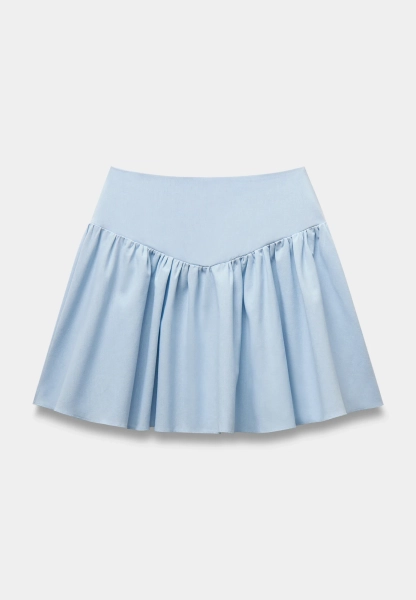 Юбка мини изо льна со сборками REFERT, цвет: голубой, 07-3890/2-2511 купить онлайн