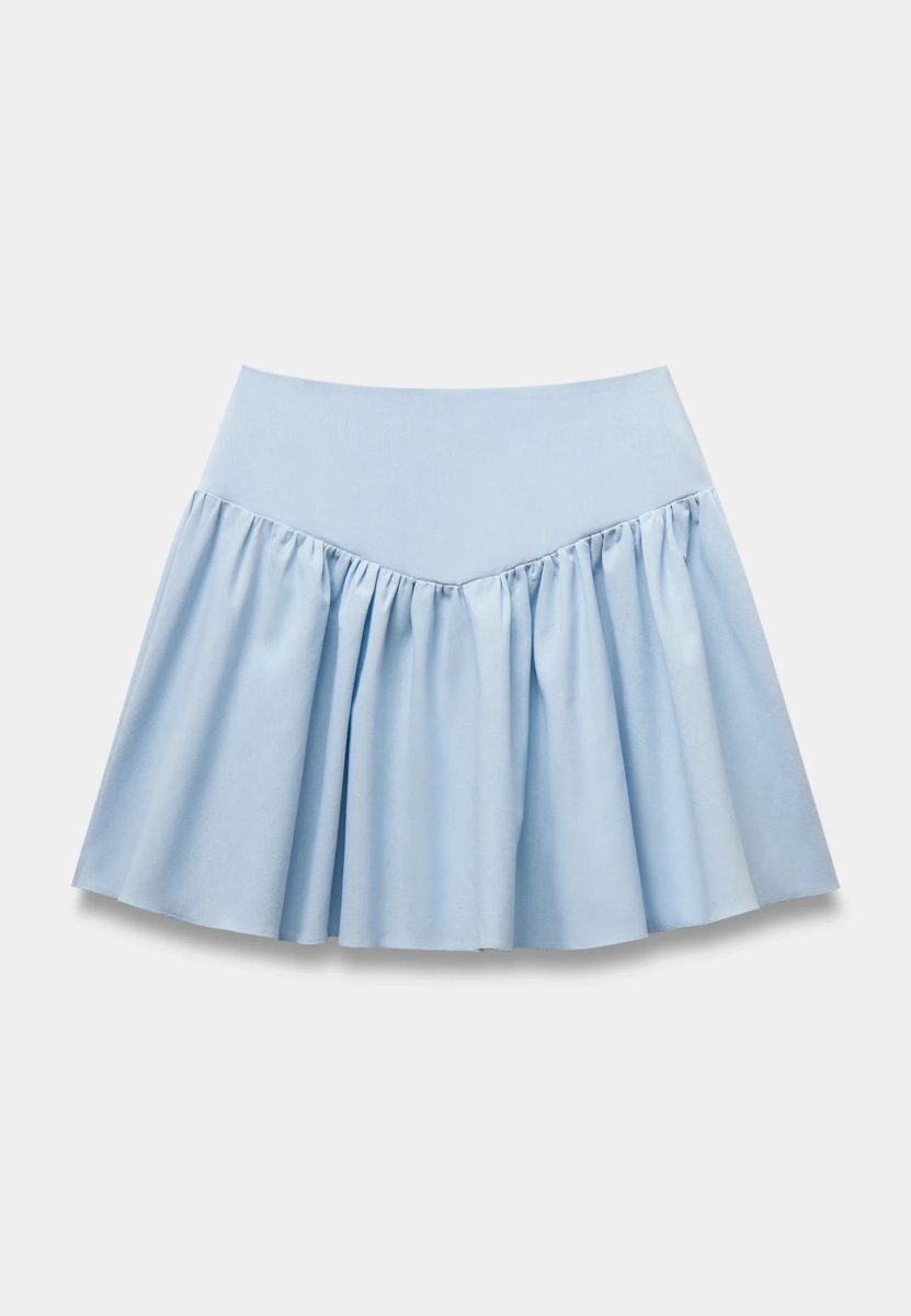 Юбка мини изо льна со сборками REFERT, цвет: голубой, 07-3890/2-2511 купить онлайн
