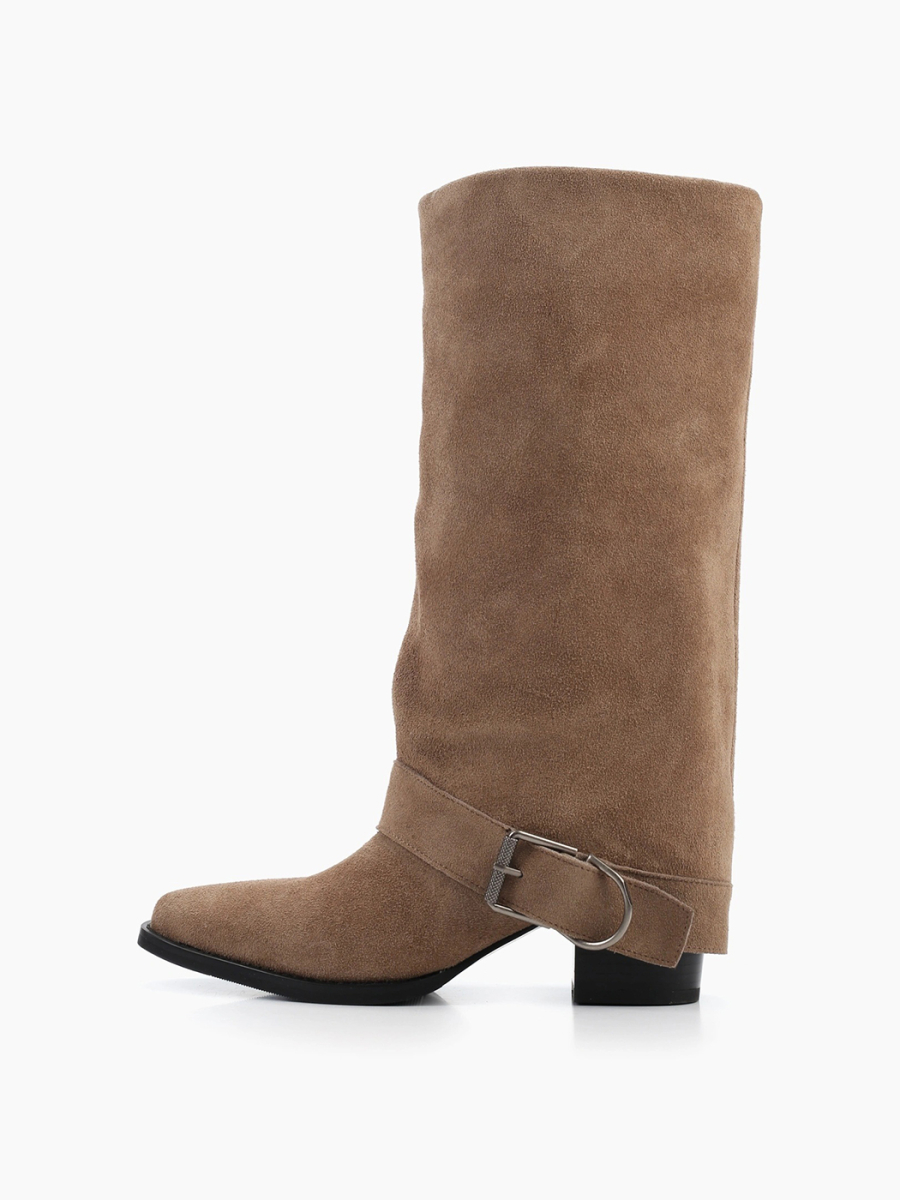 Сапоги на каблуке из натуральной замши