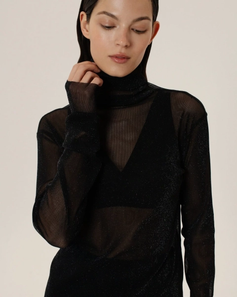 Водолазка с металлической нитью Anmuse, цвет: Черный, TP24W134-BLС-1 купить онлайн