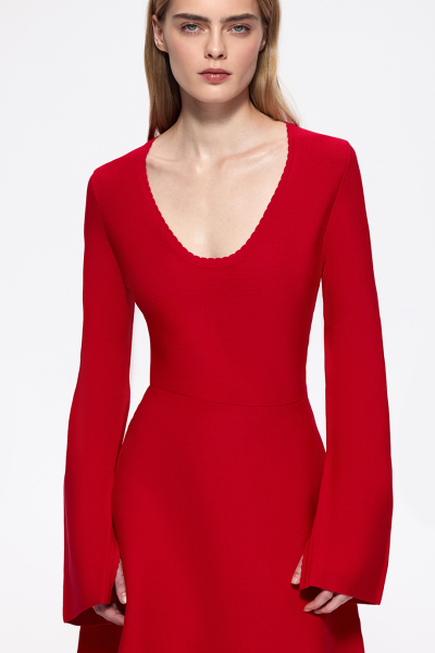 Платье вязаное с рукавом-клеш DREAMS BY ALENA AKHMADULLINA, цвет: красный, 225104070304139/105000 купить онлайн